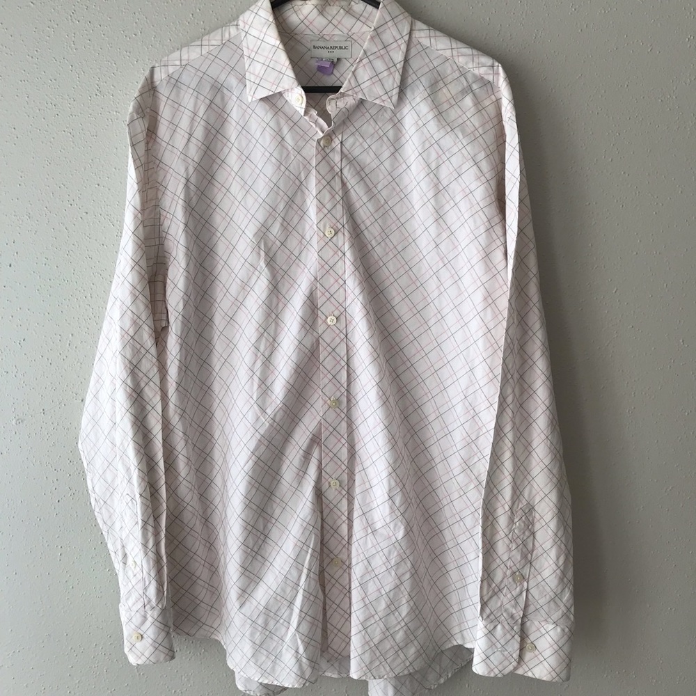 Men’s Banana Republic Dress Shirt XL Rose Plaid